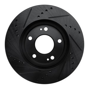 Chrysler Sebring Brake Rotor (1) - Front Right - R1 Concepts - Drilled & Slotted - Black - `00-`24